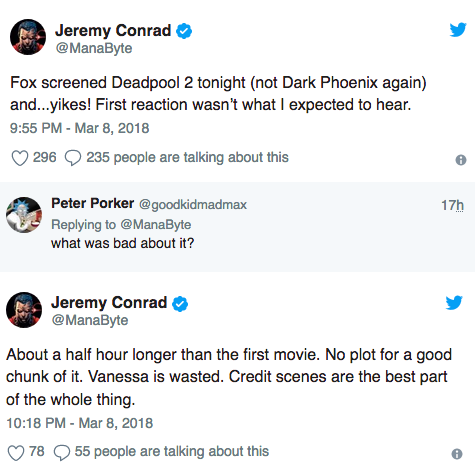 Deadpool 2 screening tweet Fox