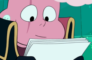 Letters to Lars smiling at Steven's letter about Sadie Steven Universe season 5