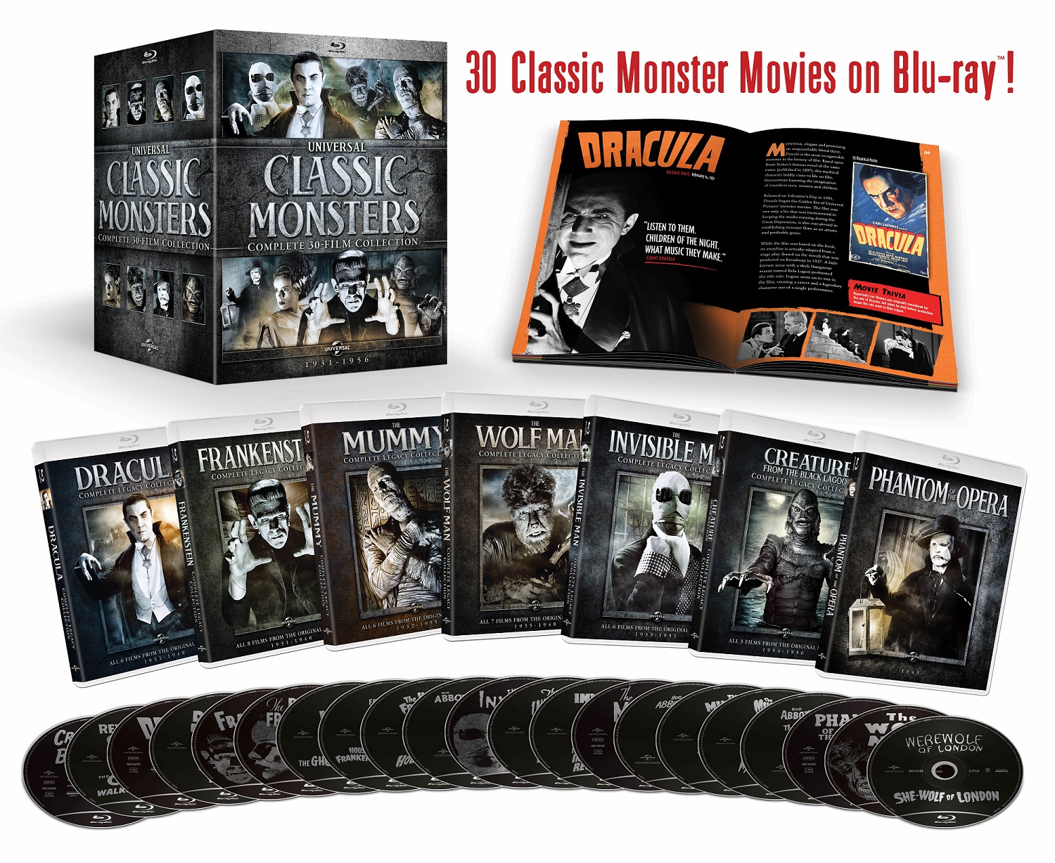 UNIVERSAL CLASSIC MONSTERS: COMPLETE 30-FILM COLLECTION Blu-ray release