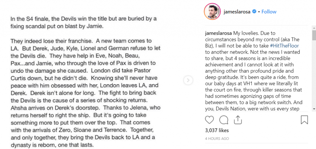 Hit The Floor James Larosa Shares What Happens To Zude And Dersha