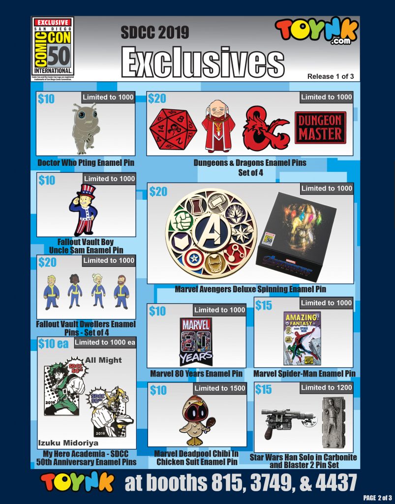 Toynk Toys SDCC 2019 Exclusive and Debut items - Wave 1