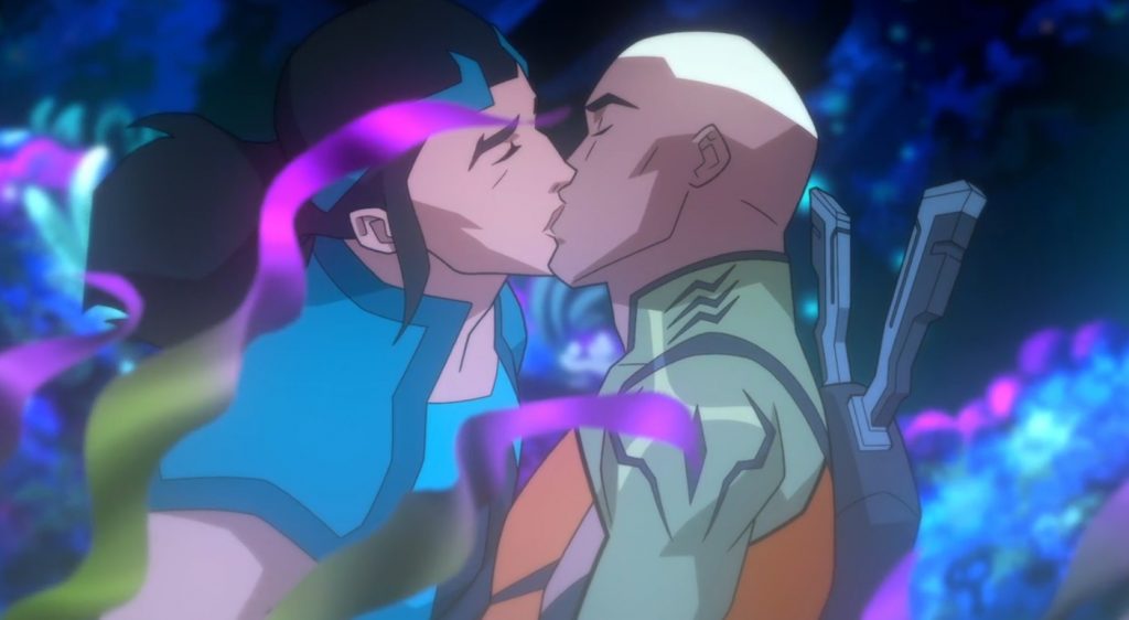 Young Justice Outsiders Kaldur kiss