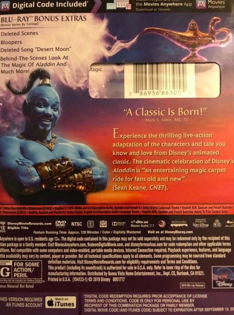 “Aladdin” 2019 Live-Action & 1992 Animated Versions – Blu-ray Reviews ...