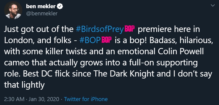 Harley Quinn Birds of Prey review twitter