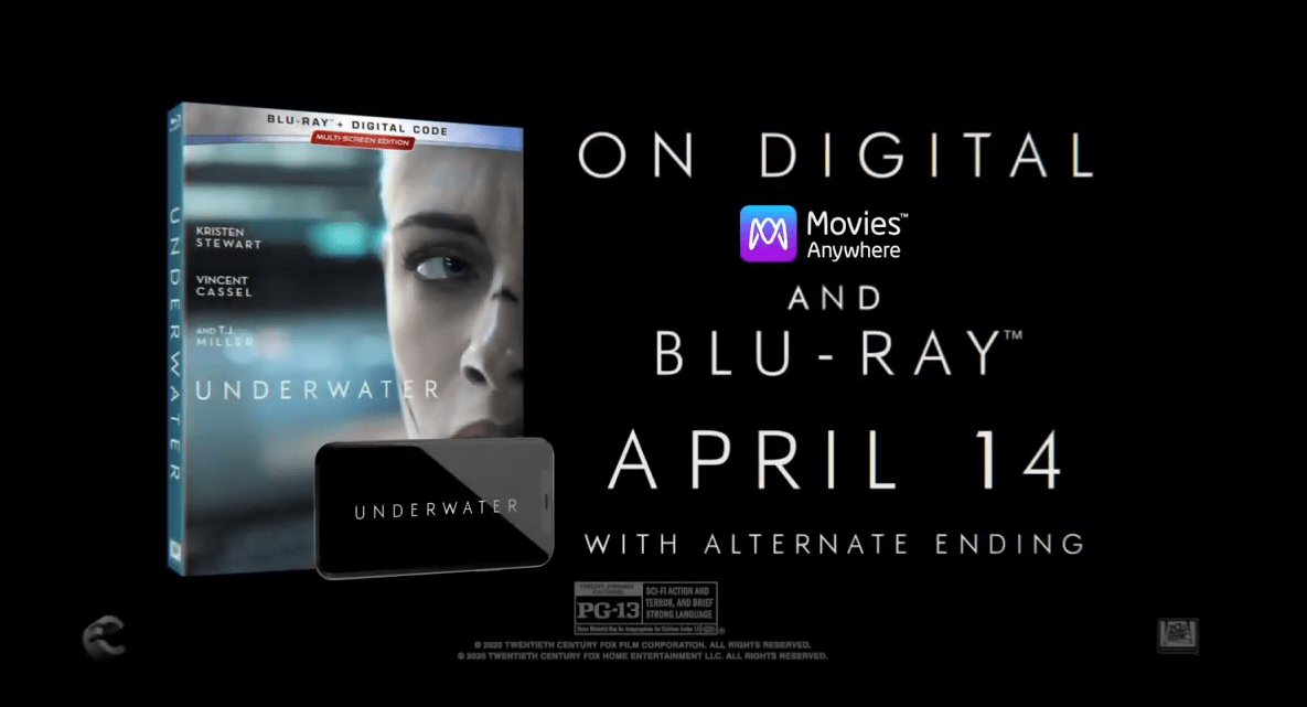 Underwater Blu-ray Digital DVD release April 2020