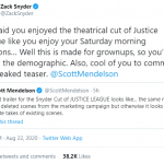 Zack Snyder and Scott Mendelson Twitter Exchange