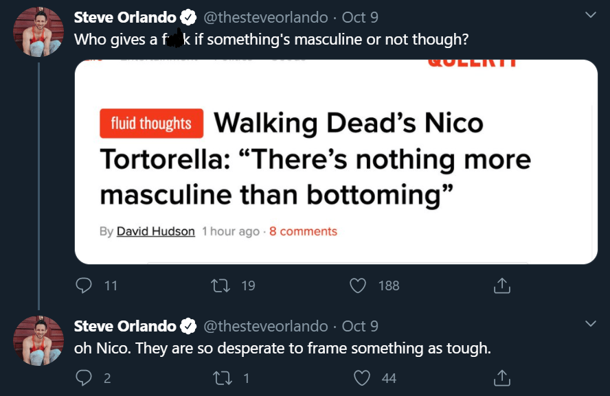 Nico Steve Orlando tweet bottoming