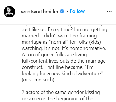 wentworth miller Instagram queer