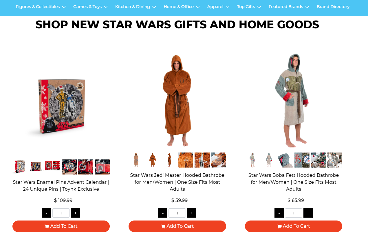 Star Wars home goods Toynk 2020
