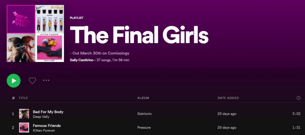 The Final Girls playlist Cantirino