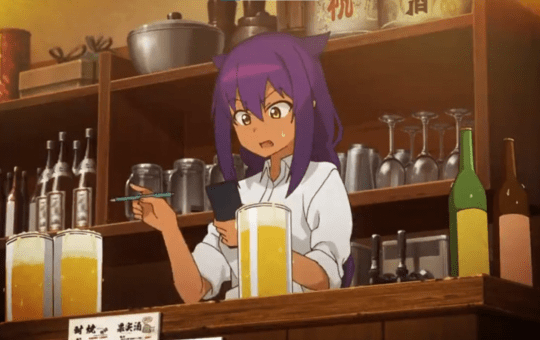 Jahy working at the pub in the opening sequence