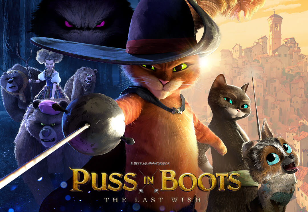 Puss In Boots: The Last Wish (theatrical poster featuring most of the cast)