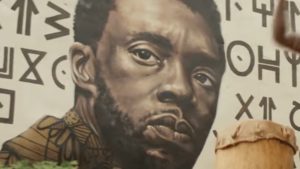 Chadwick Boseman wall painting in Wakanda Forever