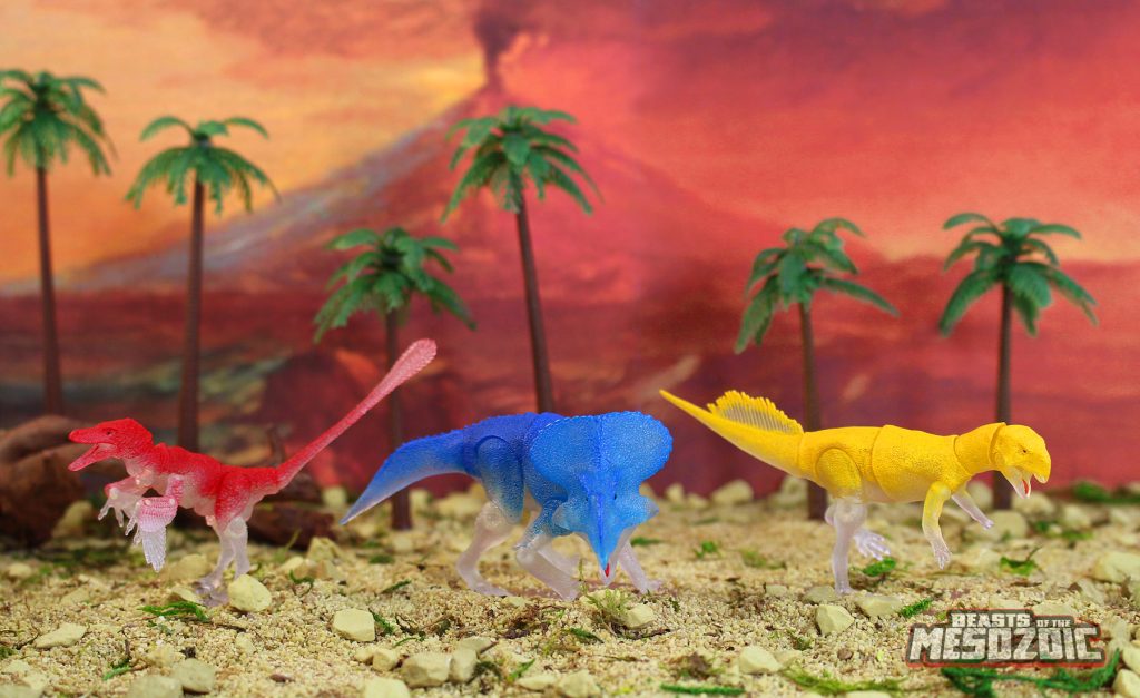 Glow-in-the-Dark action figure 3-pack- Velociraptor, Protoceratops, Psittacosaurus- 1/18th scale
