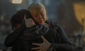 Rhaenyra hugging Jace and crying 
