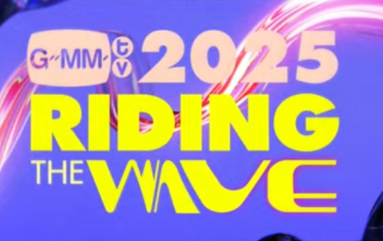 Stylistic text reading: GMMTV 2025 Riding the Wave