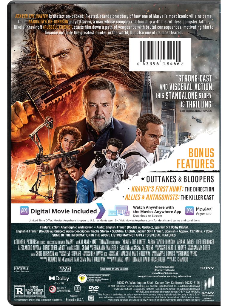 Kraven the Hunter 4K UHD, Blu-ray and DVD release March 4, 2025