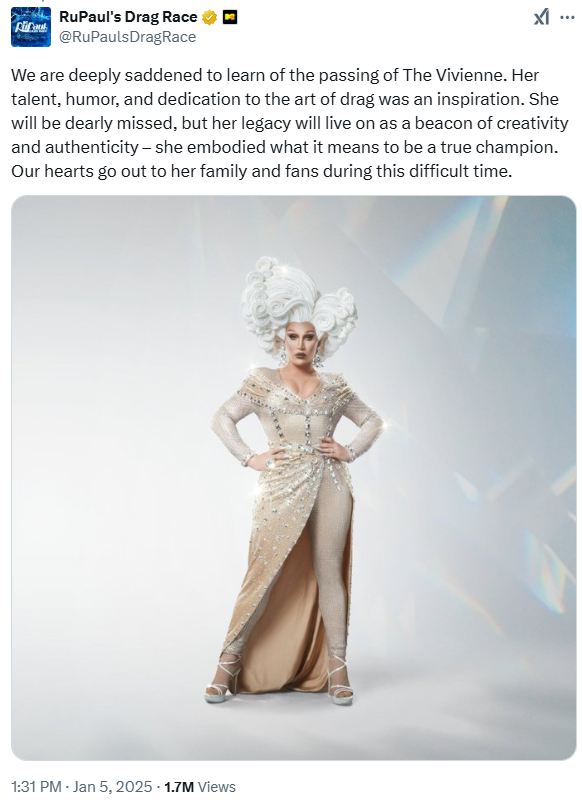 The Vivienne Drag Race Death tweet 2025