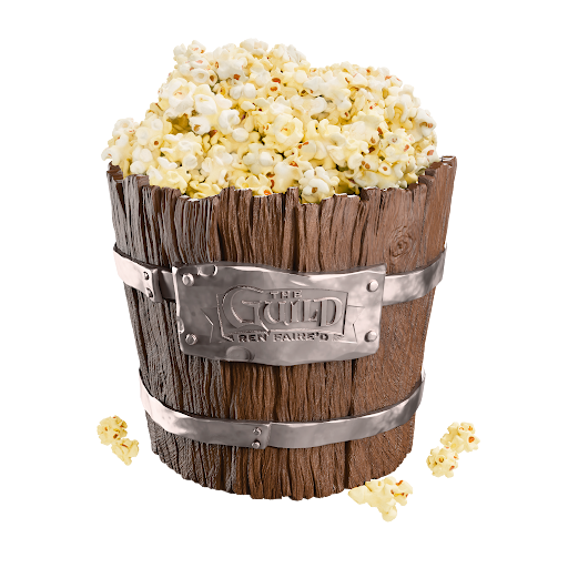 a wooden-looking popcorn bucket
